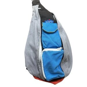 KAVU Rope Sling Backpack Blue Gray Black Outdoor Gorpcore Classic Canvas Bag